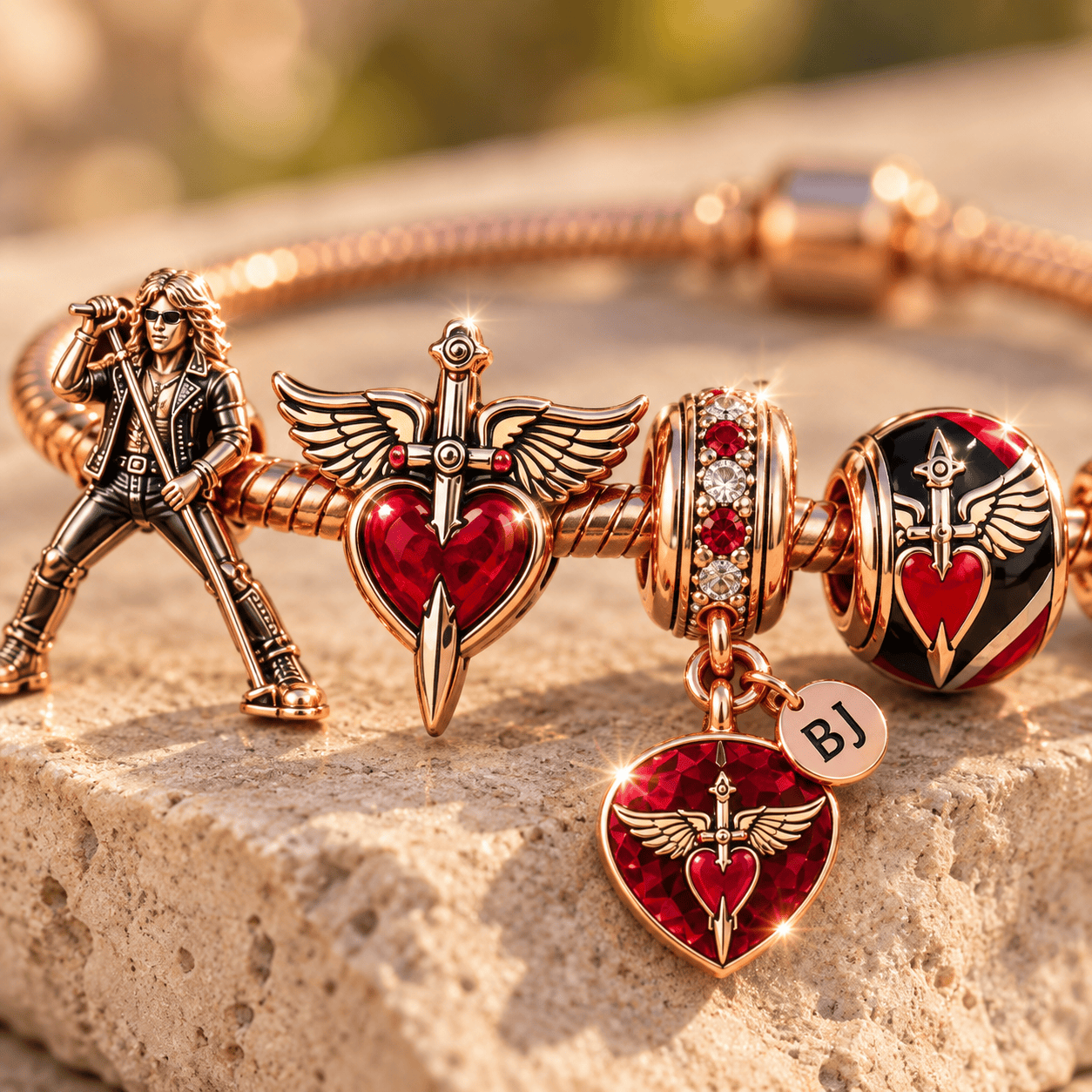 BJV Gold Charm Bracelet Set NHVH