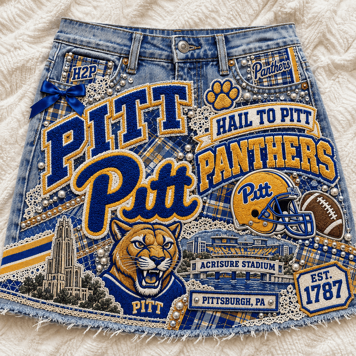 PITTS Embellished Denim Skirt NTKO
