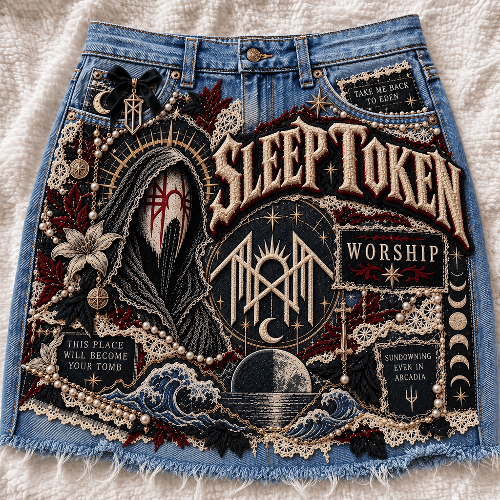 SLTK Embellished Denim Skirt DNBN