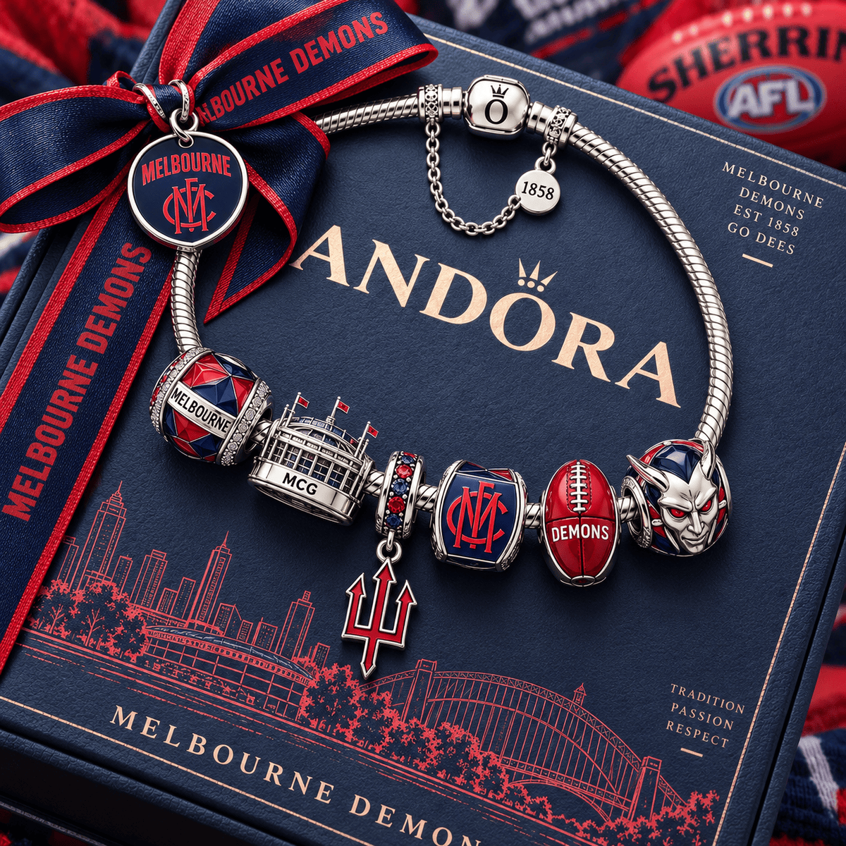 MBD Silver Charm Bracelet Set PTT