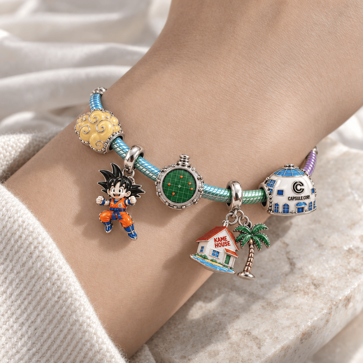 DRGB Silver Charm Bracelet Set PTKL
