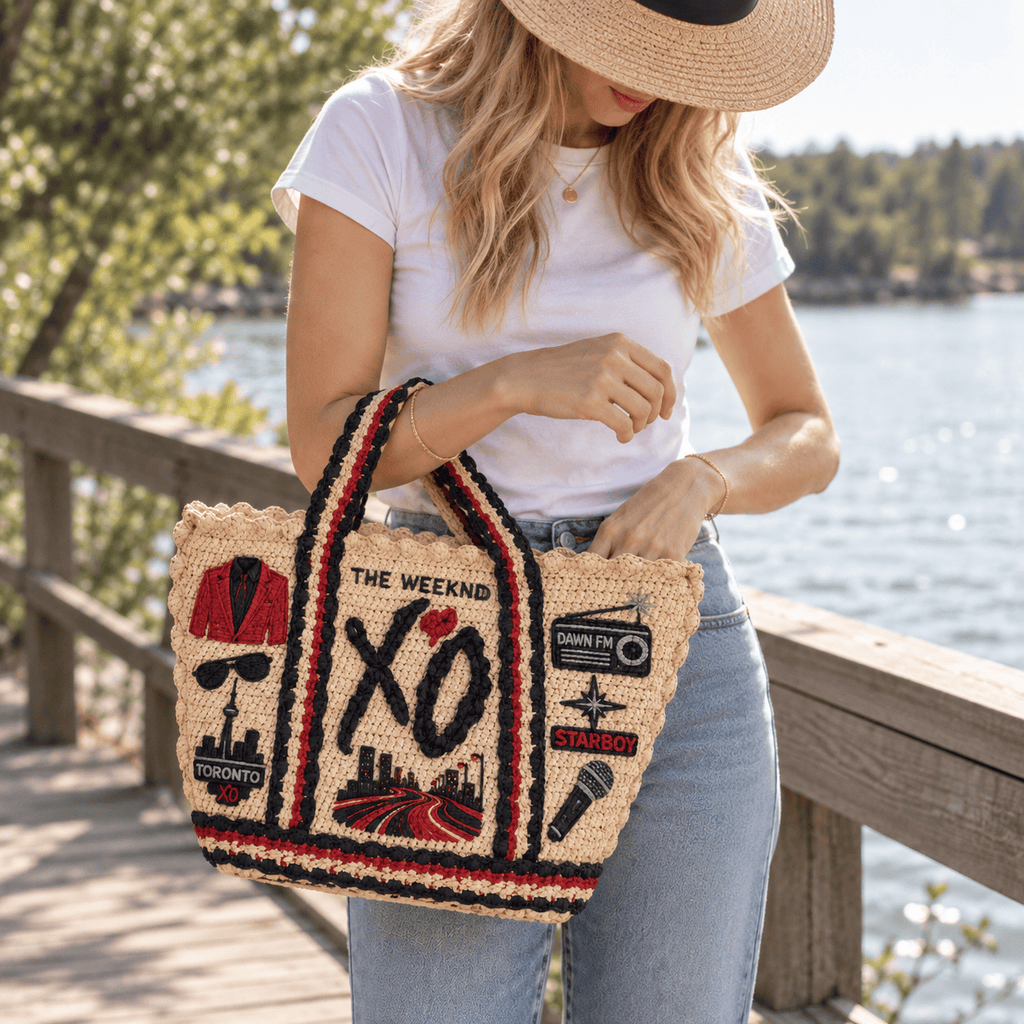 TWD Straw-Style Embellished Tote Bag DNBN