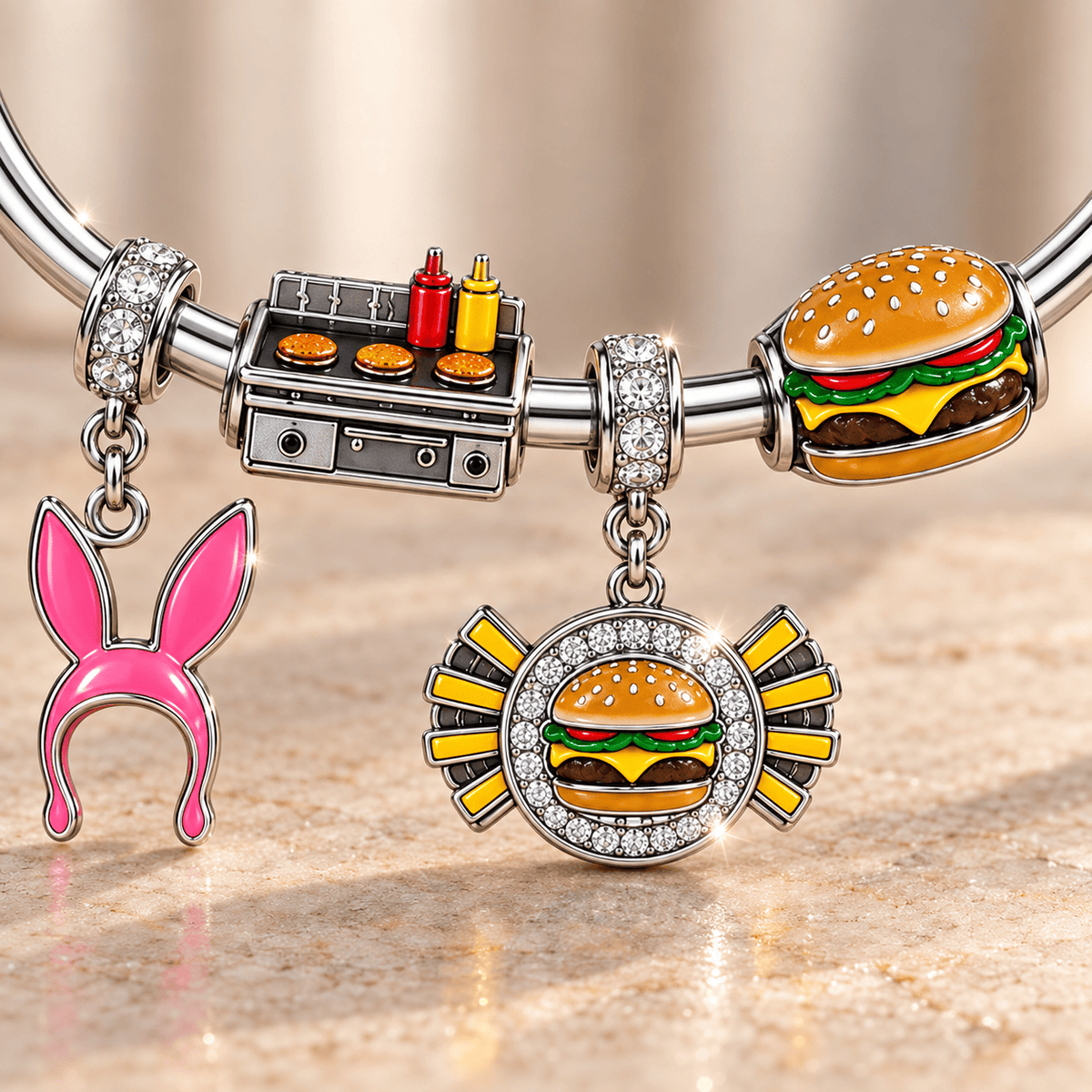BBG Silver Charm Bracelet Set TMH