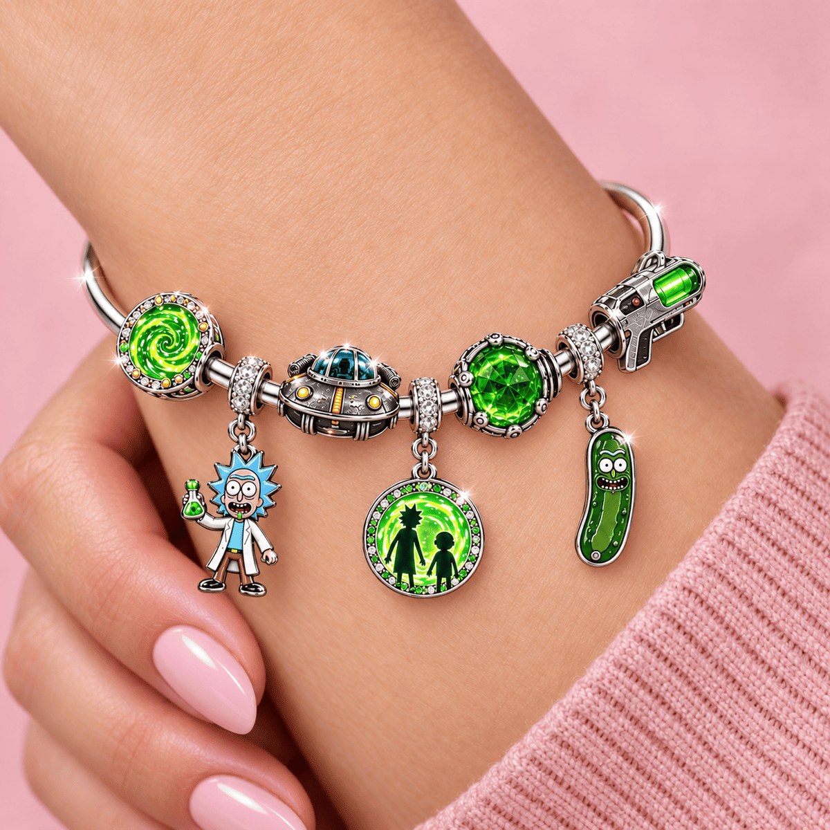RICKM Silver Charm Bracelet Set TMH