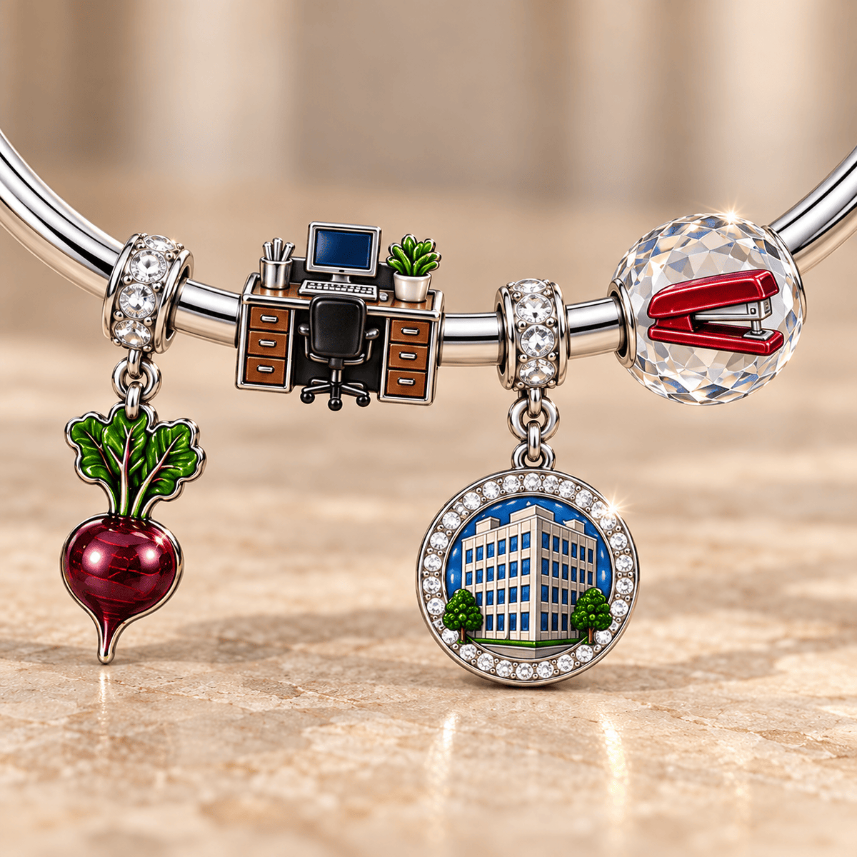 TOF Silver Charm Bracelet Set TMH