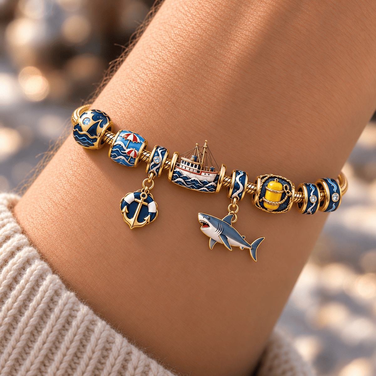 JAWS Gold Charm Bracelet Set HQH