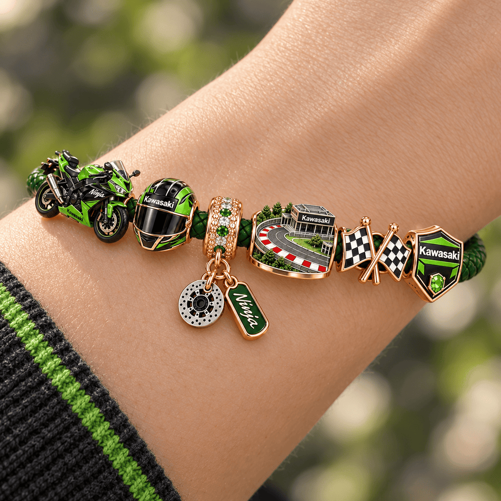KAWA Braided Leather Charm Bracelet Set NHVH