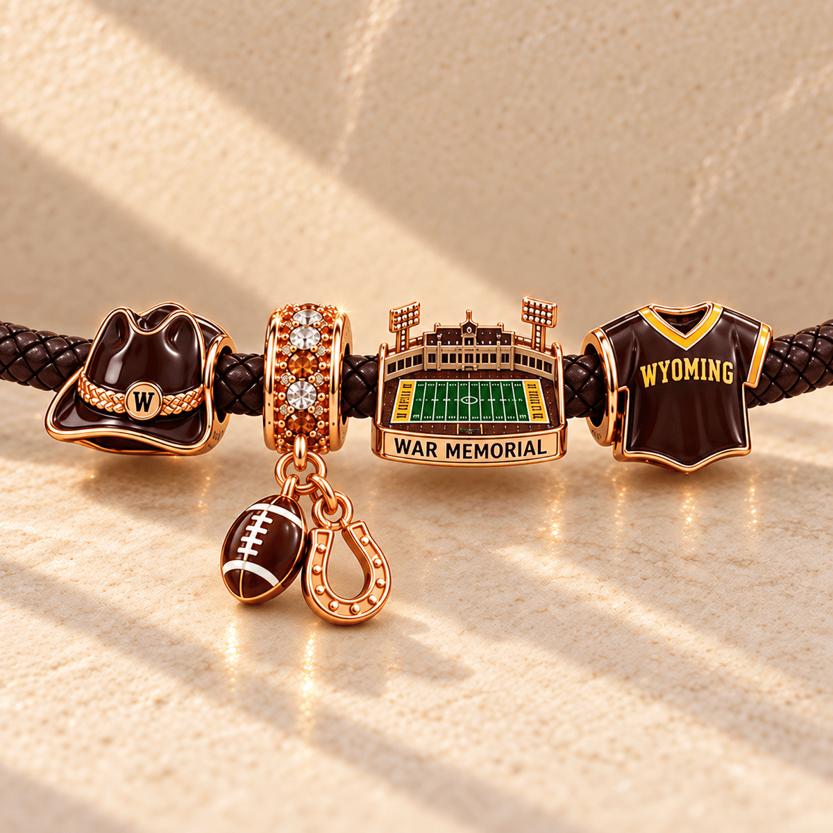 WOC Braided Leather Charm Bracelet Set NHVH