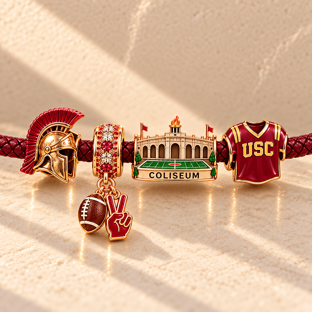 USC Braided Leather Charm Bracelet Set NHVH