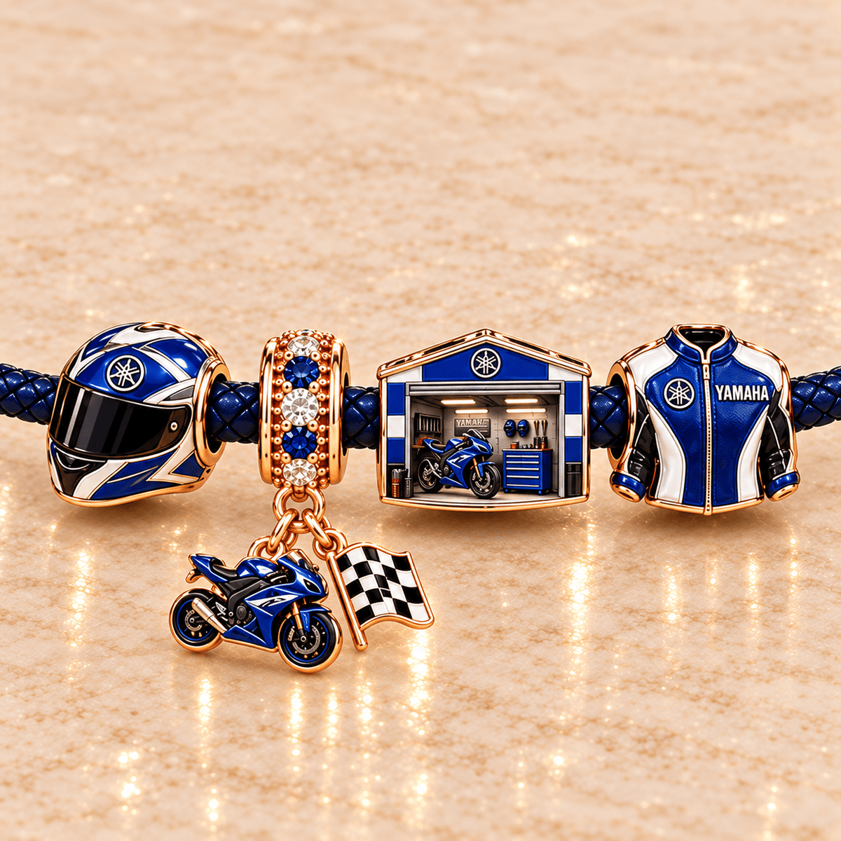 YMH Braided Leather Charm Bracelet Set NHVH