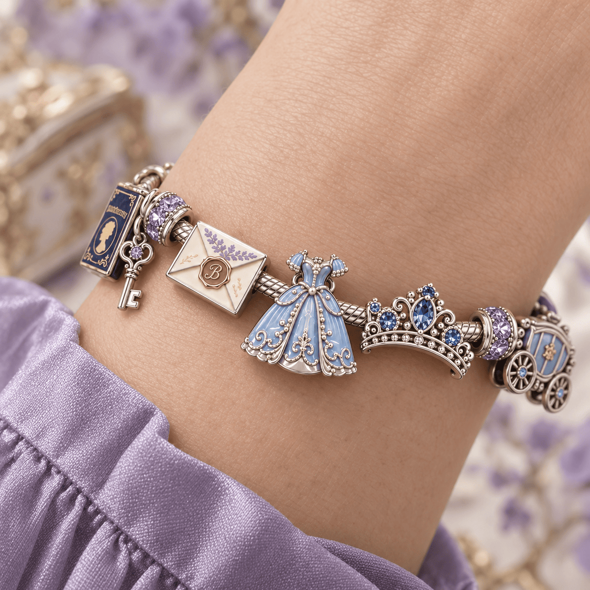 BDGT Silver Charm Bracelet Set TTTT