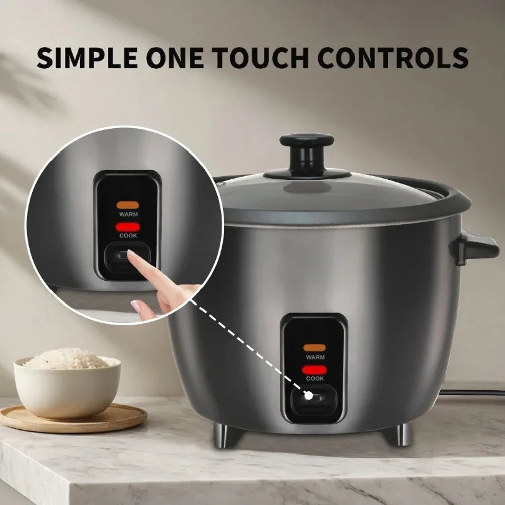 Multifunctional Mini Rice Cooker 3 Cups Capacity Stainless Steel Chassis Heating Household Electric Rice Cooker Keep Warm Functi
