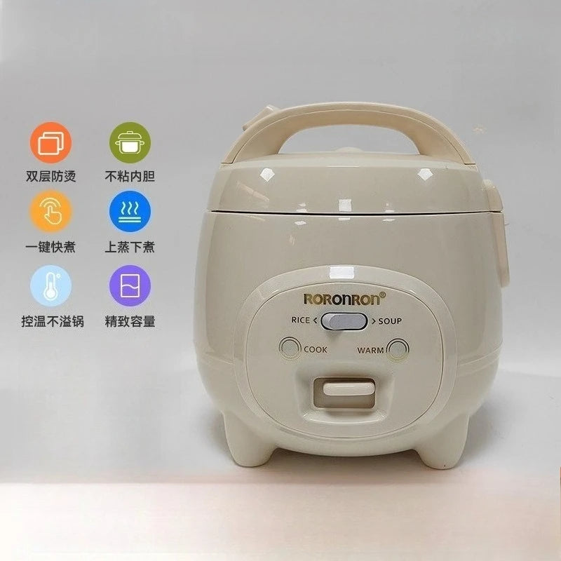2 IN 1 1.8L Small Rice Cooker Multi-function Stew Pot Household Non-stick Inner Pot Electric Cooking Pot with Steamer