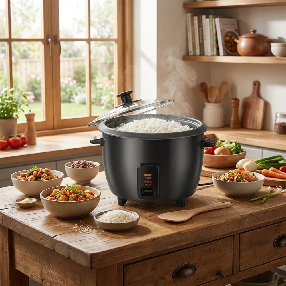 Multifunctional Mini Rice Cooker 3 Cups Capacity Stainless Steel Chassis Heating Household Electric Rice Cooker Keep Warm Functi