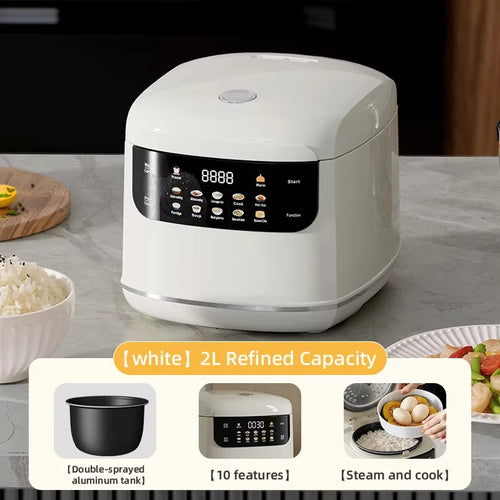 2L Smart Rice Cooker Multicooker for 1-2 People Home Cooking Pot Soup Porridge Food Steamer Lunch Box with Appointment